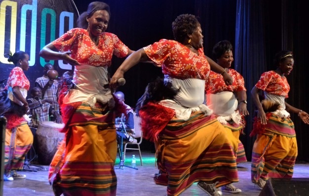 Annet Nandujja and the Planets Dance Troupe performed at Namulondo Theatre in its vibrant days (Music in Africa photo)