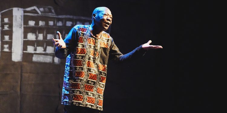 George Bwanika Sseremba performs his Come Good Rain at the National Theatre in Kampala (Photo by Aka Diamond Media)