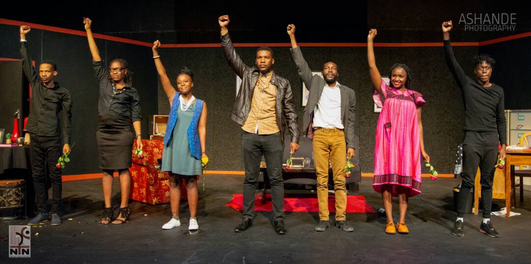 Ashwyn Mberi's (C) journey into the arts was shaped by early personal tragedy and the need to express himself. (Photo by the National Theatre of Namibia)
